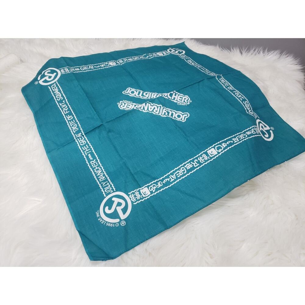 Vintage‎ 1995 Jolly Rancher Candy Teal Bandana Handkerchief retro 90s gift hair